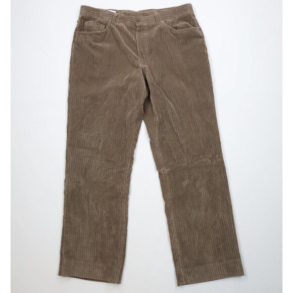 Vtg 90s Streetwear Mens 36x32 Faded Baggy Wide Leg Corduroy Chino Pants Beige